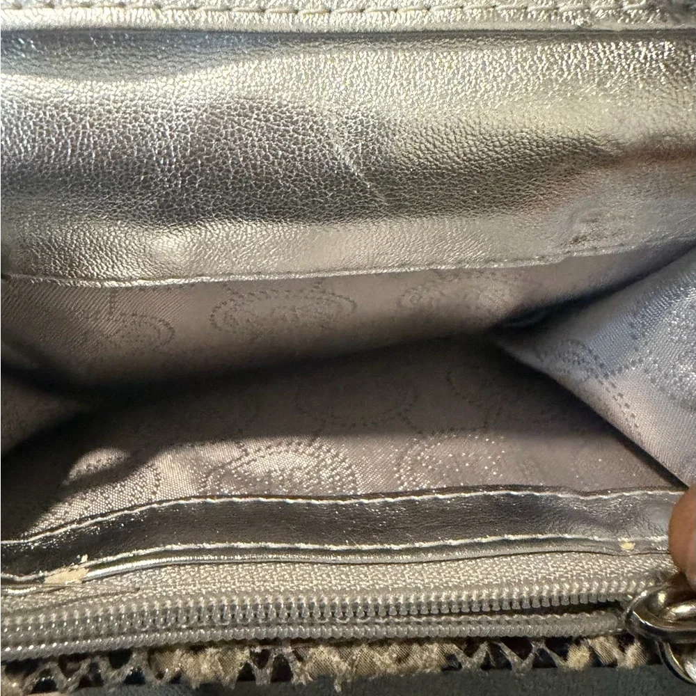Michael Kors Snake-Print Wallet in Gray, Black and Cream